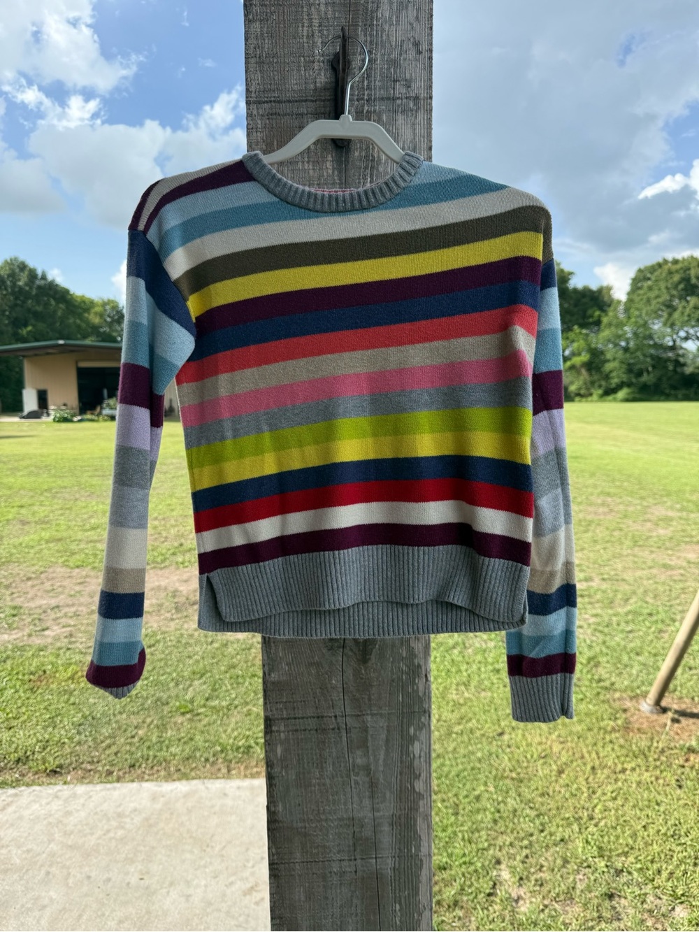 GAP Striped Crewneck Sweater — Blue, Green, Red, Gray, Purple